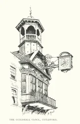 Reloj del Guildhall, Guildford (litografía)