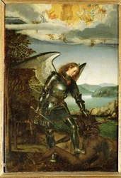 Arcángel Miguel (pintura sobre madera de roble)