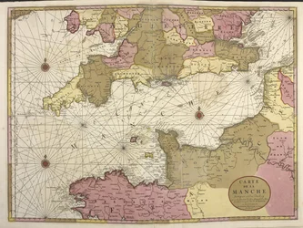 Carta de la Mancha. Mapa que muestra el canal inglés