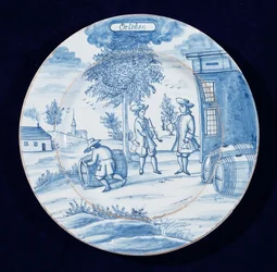 Plato de loza de Delft que representa el mes de octubre