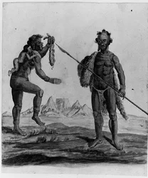 Dibujo de un álbum de nativos de Brasil, África, Persia y las Indias Orientales
