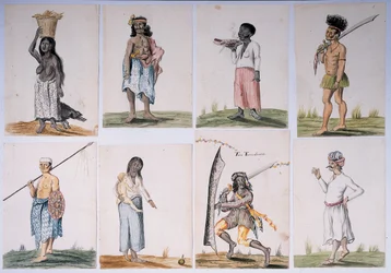 Dibujo de un álbum de nativos de Brasil, África, Persia y las Indias Orientales