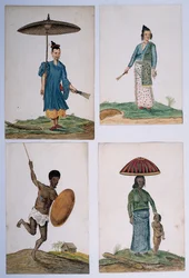 Dibujo de un álbum de nativos de Brasil, África, Persia y las Indias Orientales
