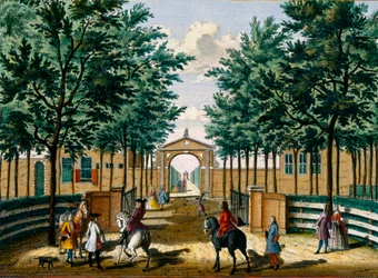 Jardines del palacio de placer de Francois van Haringkaspel, de Het Zeganpralent Kennemerlant por Hendrick de Leth y Matthias Brouerius Van Nidek, publicado c.1700-1730
