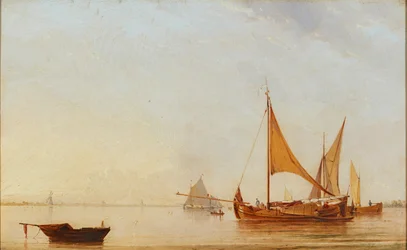 Barcos en el puerto al amanecer