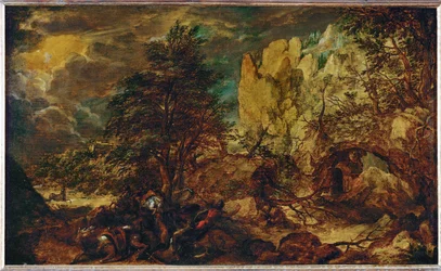 Paisaje nocturno (pintura sobre madera de roble)