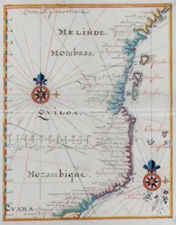Mapa de Mombasa, África Oriental.