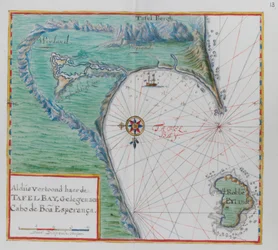 Mapa del Cabo de Buena Esperanza. Table Bay, Sudáfrica.