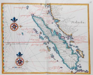 Mapa que muestra Malaca y Sumatra, en el oeste de Indonesia, parte de las islas de la Sonda.