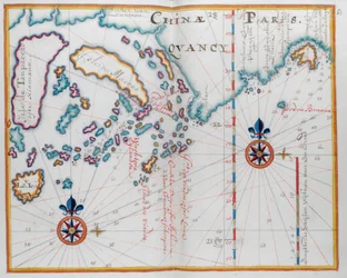 Mapa que muestra parte de la costa de China e islas.