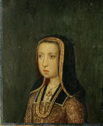 Margarita de Austria, Gobernadora de los Países Bajos, hija del Emperador Maximiliano ... (pintura sobre madera)