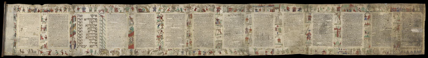 Rollo de Ester, probablemente Holanda, c.1630 o 1640, MS Or. 1047 (tinta y color sobre pergamino)