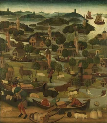 Inundación de Santa Isabel por el Maestro de los paneles de Santa Isabel, c.1490-5