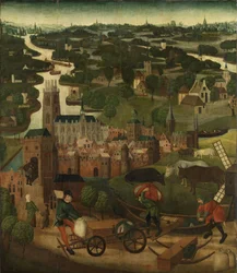 Inundación de Santa Isabel por el Maestro de los Paneles de Santa Isabel c.1490-5