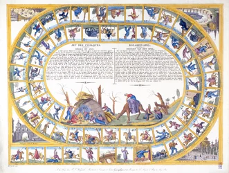 El Juego Cosaco con ilustraciones de diferentes tipos de soldados rusos, c.1815-16