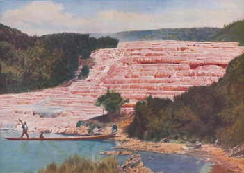 Belleza sonrojada de las terrazas rosadas de Nueva Zelanda antes de su destrucción total, c1935