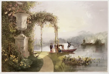 El lago, jardines de Trentham Hall, de 