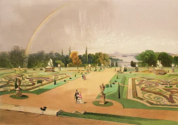 Vista en los jardines de Eaton Hall, pub. por Thomas McLean