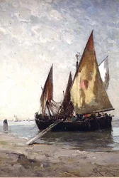 Barcos de pesca amarrados en la playa