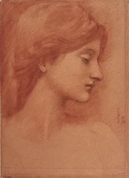 Female Head - Dessin de Sir Edward Coley Burne Jones (Burne-Jones) (1833-1898) - 1894 - Sanguine and chalk on paper - 38,4x27,7 - Museu Nacional d