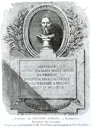 La tumba de Salvino Armati (m. 1317), grabada por F. Simon, frontispicio de «Hygiene de la Vue», de Arthur Chevalier (1830-72), 1861
