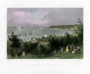The Narrows visto desde Staten Island, Nueva York, EE.UU., 1837