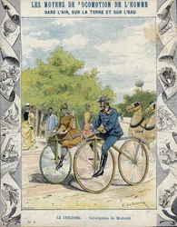 Pierre Michaux y velocípedos Michaudine - De una funda protectora para libros escolares, finales del siglo XIX