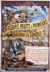 Transporte en tren de París a Londres, finales del siglo XIX (cartel)
