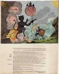 A Su Alteza Real Federico Duque de York, esta placa de Satanás sosteniendo la preponderancia del poder; o, la amenaza de Bounaparte, pub. 1803
