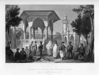El bazar en Jaffa, la antigua Joppa, Palestina Israel, 1841
