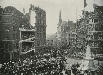 La llegada de Su Majestad a St. Pauls Churchyard, Londres, 1897