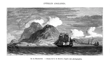 La isla de Montserrat en el Mar Caribe, siglo XIX
