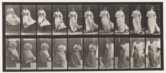 Placa 142. Bajando escaleras, girando vestido atrapado, 1885