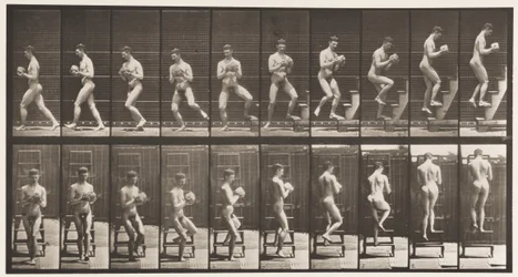 Placa 151. Descendiendo escalera, girando, roca en manos, 1872-1885