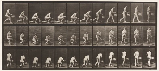 Placa 251. Arrodillándose sobre la rodilla izquierda, cesta en la mano izquierda, y levantándose, 1872-1885
