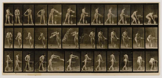 Mujer vaciando un barreño de agua, del libro Animal Locomotion