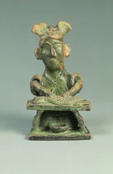Figura de un pescadero, artefacto de tumba, dinastía Han oriental, 25-220