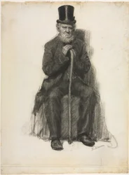 Estudio de un anciano (posiblemente un estudio para el retrato de Peter Folger), c.1886 (tiza negra )