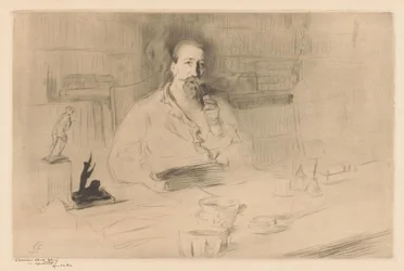 Retrato de Anatole France detrás de su escritorio