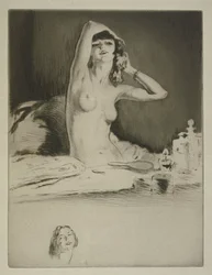 Una mujer en su aseo, ilustración para "Mitsou" de Sidonie-Gabrielle Colette (1873-1954) publicada en 1930 (aguafuerte y punta seca)