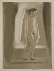 Una mujer saliendo de un baño, ilustración para "Mitsou" de Sidonie-Gabrielle Colette (1873-1954) publicada en 1930 (aguafuerte y punta seca)