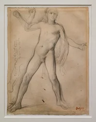 Alejandro y estudio de piernas. Alrededor de 1859-1861. Tinta negra y grafito sobre papel
