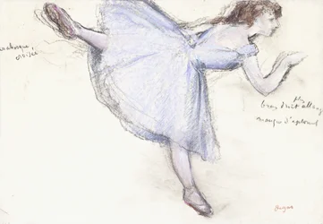 Bailarina arabesca en vista de perfil, 1885-90
