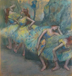 Bailarinas de ballet en las alas, c.1890-1900 (pastel sobre papel)