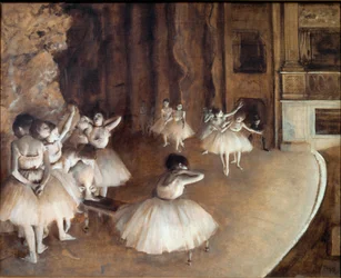 Ensayo de ballet en el escenario