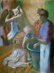 Desayuno después del baño (pastel sobre papel)