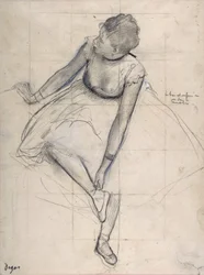 Bailarina ajustándose el zapato (bailarina de ballet). Dibujo de Edgar Degas (1834-1917). Nueva York. Metropolitan Museum of Art.
