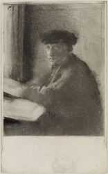 El grabador Joseph Tourny, de medio cuerpo