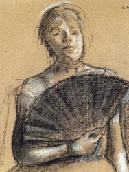 Detalle bailarina (hacia 1876). Edgar Degas (1834-1917). Pastel y carboncillo sobre varilla de papel. Museo de Bellas Artes de la Ciudad de París, PeuPalais.