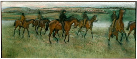 Caballos de carrera ejercitándose, c1880